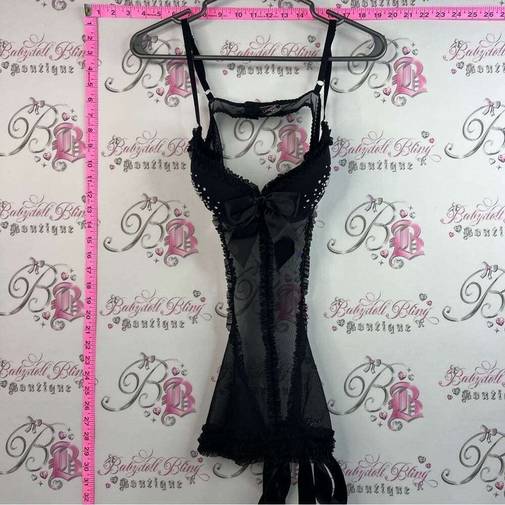 Victoria secret Black Sheer Lace Chemise with Bow Detail - Intimates apron